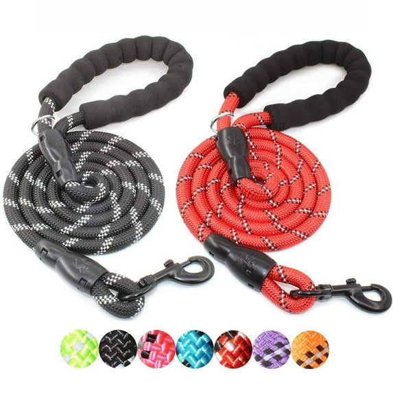 2 Pack 5 FT Heavy Duty Dog Leash with Comfortable Padded Handle Reflective Dog leashes for Medium Large Dogs(BLACK+RED)