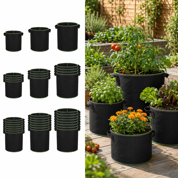 2 Pack - 5 Gallon Grow Bags, Thickened Nonwoven Fabric Plant Pots with Reinforced Handles, Excellent Drainage Aeration Containers for Tomato Potato Vegetable Herb Flower Gardening
