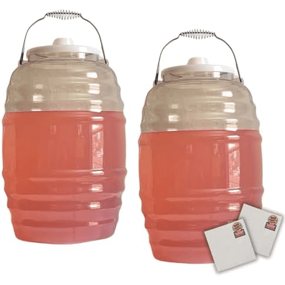 2 Pack 5 Gallon Jug with Lid - Aguas Frescas Vitrolero Water Container - Napkins included for Party - Large Beverage Dispenser Ideal for Agua fresca and Juice$$Home Decor, Kitchen, & Other