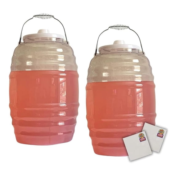 2 Pack 5 Gallon Jug with Lid - Aguas Frescas Vitrolero Water Container - Napkins included for Party - LargeDispenser Ideal for Agua fresca and Juice