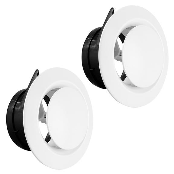 2 Pack 5 Inch Round Vent Cover, ABS Adjustable Soffit Ceiling Diffuser, Magnetic Removable Air Vent Grille for Bathroom Bedroom Kitchen Office Indoor HVAC Ventilation(4.56")