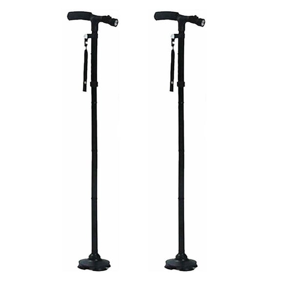 2 Pack 5-Level Adjustable Folding Walking Cane with LED Light Lightweight Aluminum Anti-Slip Self-Standing Travel Stick