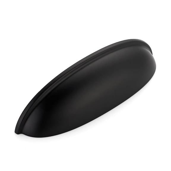 2 Pack 5" Matte Black Cup Drawer Pulls, Kitchen Cabinet Handles, 5 Inch (128 mm) Hole Center
