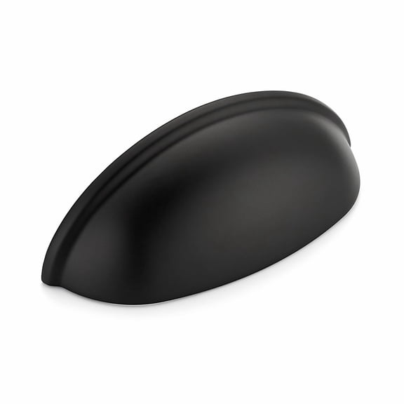 2 Pack 5" Matte Black Cup Drawer Pulls, Kitchen Cabinet Handles, 5 Inch (128 mm) Hole Center
