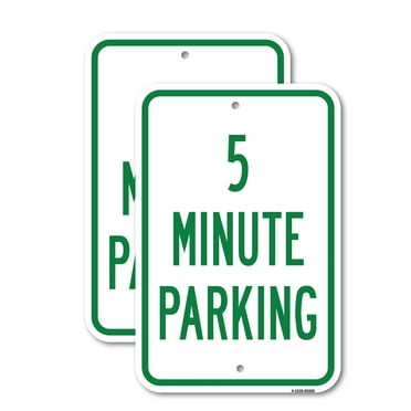 (2 Pack) 5 Minute Parking | 12" X 18" Heavy-Gauge Aluminum Sign | Rust Free Aluminum, Weather Resistant, Waterproof, Fade Resistant, 2 Pre-drilled Holes