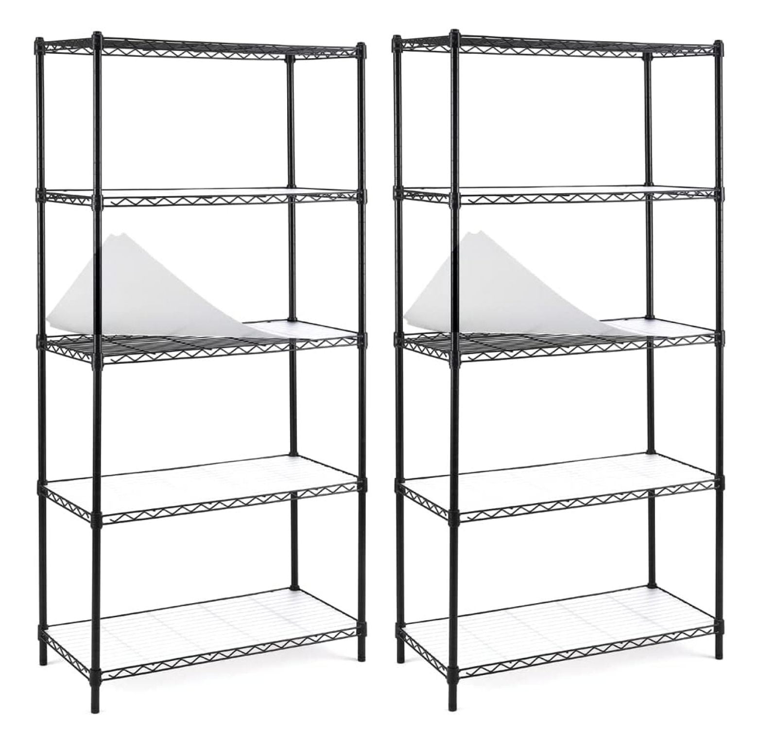 2Pack 5Shelf Shelving Unit, Adjustable, Heavy Duty Carbon Steel Wire