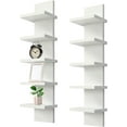 thumbnail image 1 of 2 Pack 5 Tier Wall Shelf Unit - Narrow Smooth Laminate Finish - Vertical Column Wall Decor Mount Floating Storage Home Decor Organizer Tall Tower Utility Shelf for Bedrooms, Living Rooms(White), 1 of 13