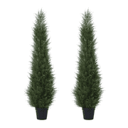 2 Pack 5 ft Artificial Cedar Tree UV Rated , Artificial Christmas Topiary Tree, Pre-Potted Plants for Indoor Outdoor Housewarming Gift Home Decor, DR.Planzen