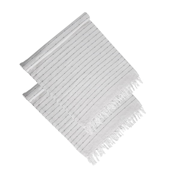 2 Pack 5060 Inch White Horizontal Stripe Recycled Cotton Decorative Throw Blankets with White Tassels, Neutral Lightweight All-Season Coverlet for Sofa Bed Modern Boho Farmhouse Interior Decor
