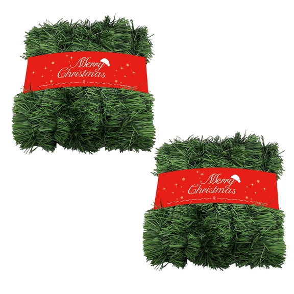 2-Pack 50 Ft Christmas Garland – Soft Non-Lit Green Holiday Garland for Indoor & Outdoor Christmas Decorations, Artificial Greenery for Home, Garden, Mantel, Staircase, Party & Holiday Décor
