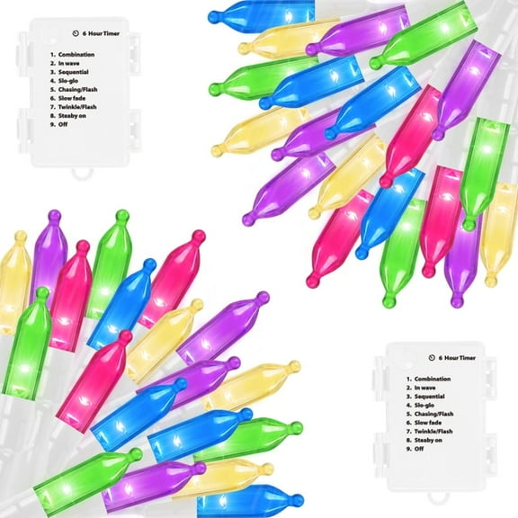 2 Pack 50 LED Outdoor Easter Lights, 16 FT Mini String Light with 9 Modes & 6 Hour Timer, Waterproof Battery Operated for Indoor Outdoor Patio Garden Party Tree Decoration, Pastel Multicolor