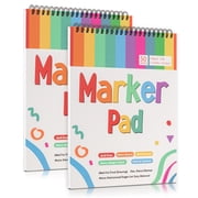 2 Pack 50 Sheets Marker Paper Pad, 7.5×9.8 Inch Bleedproof Art Sketch Pad, 73lb/120gsm Drawing Paper Spiral Sketch Book, Painting Coloring Alcohol Marker Paper for Beginners, Artists, Gift