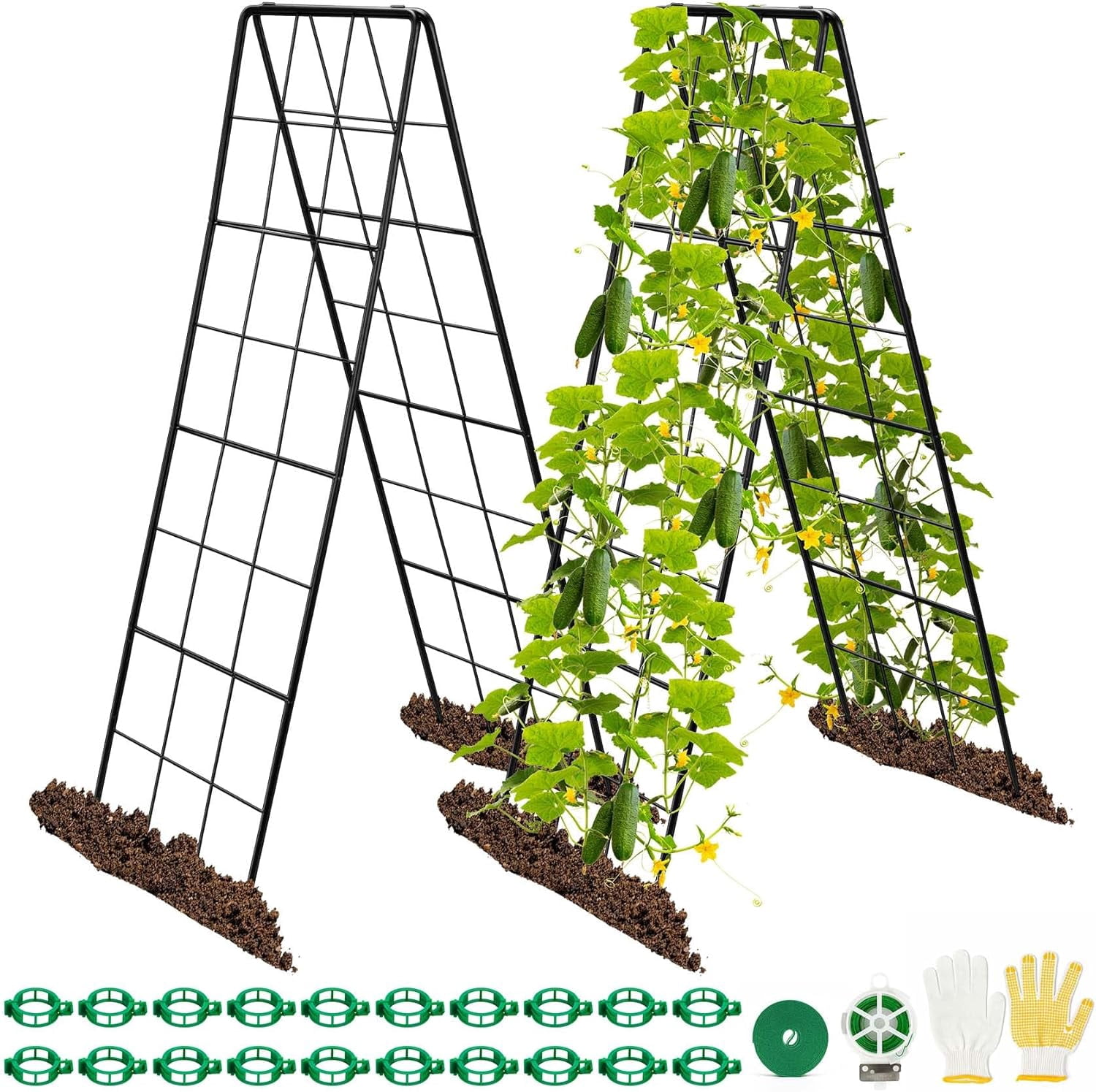 2 Pack 50" Tall A Frame Trellis for Climbing Plants Outdoor (50" X 17") – Heavy Duty Garden Adjustable Trellis, Metal Trellis for Cucumbers, Beans, Tomatoes, Grapes, and Vining Vegetables