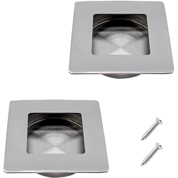 2 Pack 50 x 50MM / 1.97 x 1.97 Inch Recessed Flush Pulls, Stainless Steel Square Recessed Invisible Flat Finger Pull, Sliding Door Handles for Closet Door, Pocket Door, Kitchen Cupboard