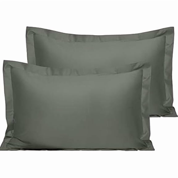 2 Pack 500 Thread Count 100% Egyptian Cotton Oxford Pillowcases, Super Soft and Breathable Euro Standard Pillow Cases | Hotel Quality Pillow Shams, 50x75 cm, Dark Grey