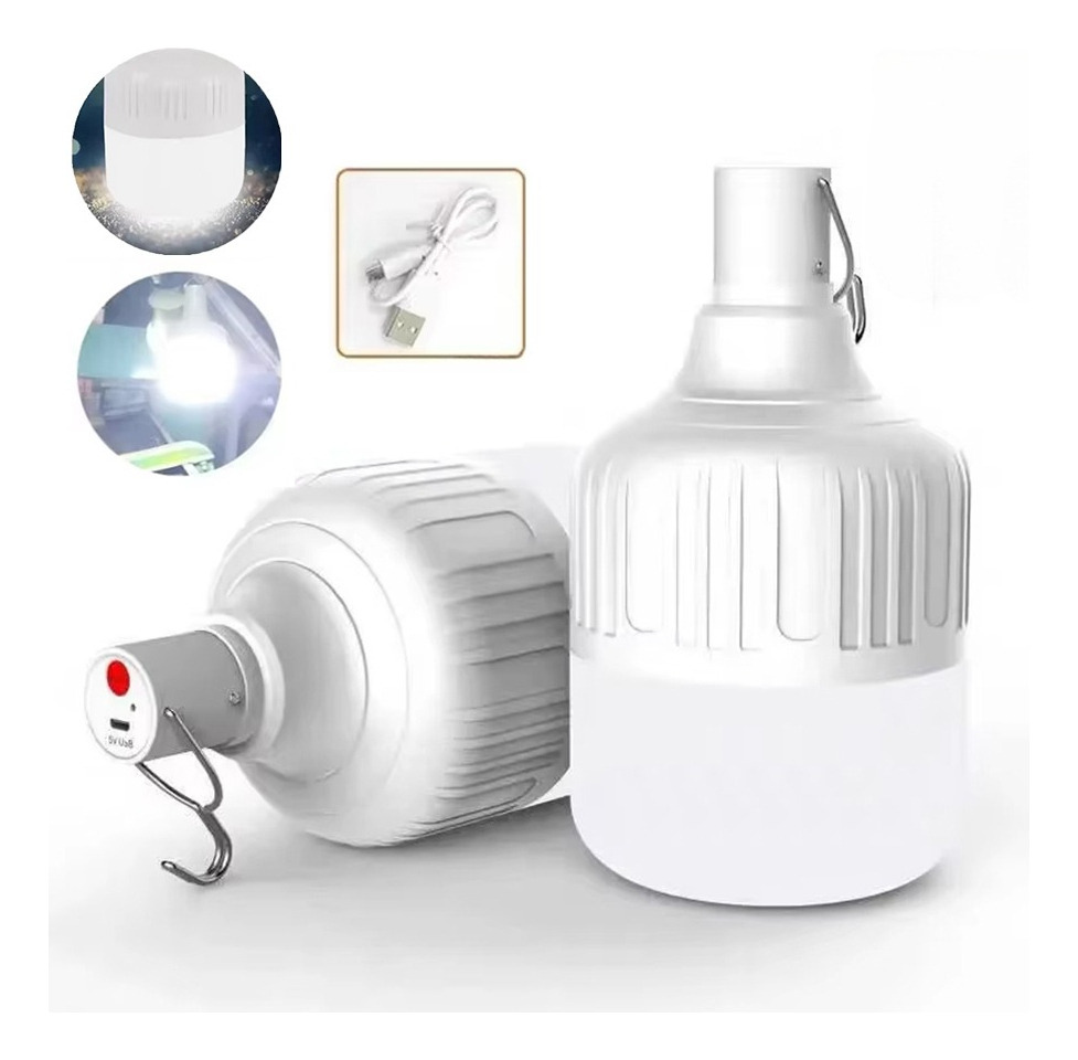 2 Pack 500W USB Rechargeable LED Bulbs - Portable and Versatile Lighting Solution