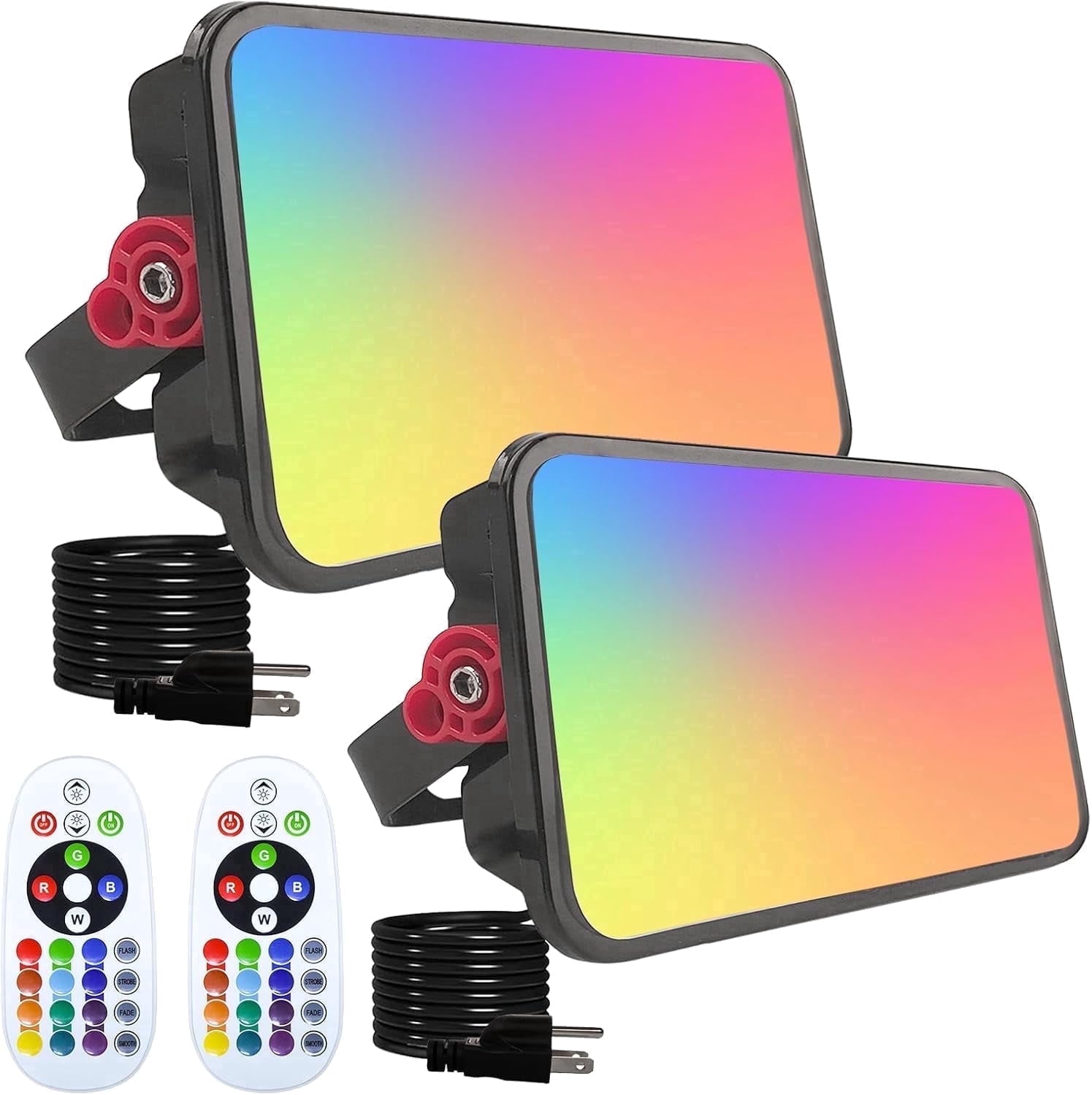 Indmird 2 pack 50W RGB Color Changing Flood Lights with Remote Control, for Birthday Party, Poster, Christmas, Halloween
