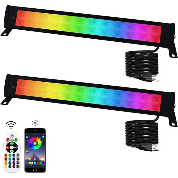 2 Pack 50W RGB Wall Washer, Stage Wash Light Bar, RGB Light Bar for Hotel, Billboard, Building, Commercial, Birthday Party, Garden, Stage Lighting, Wall Display