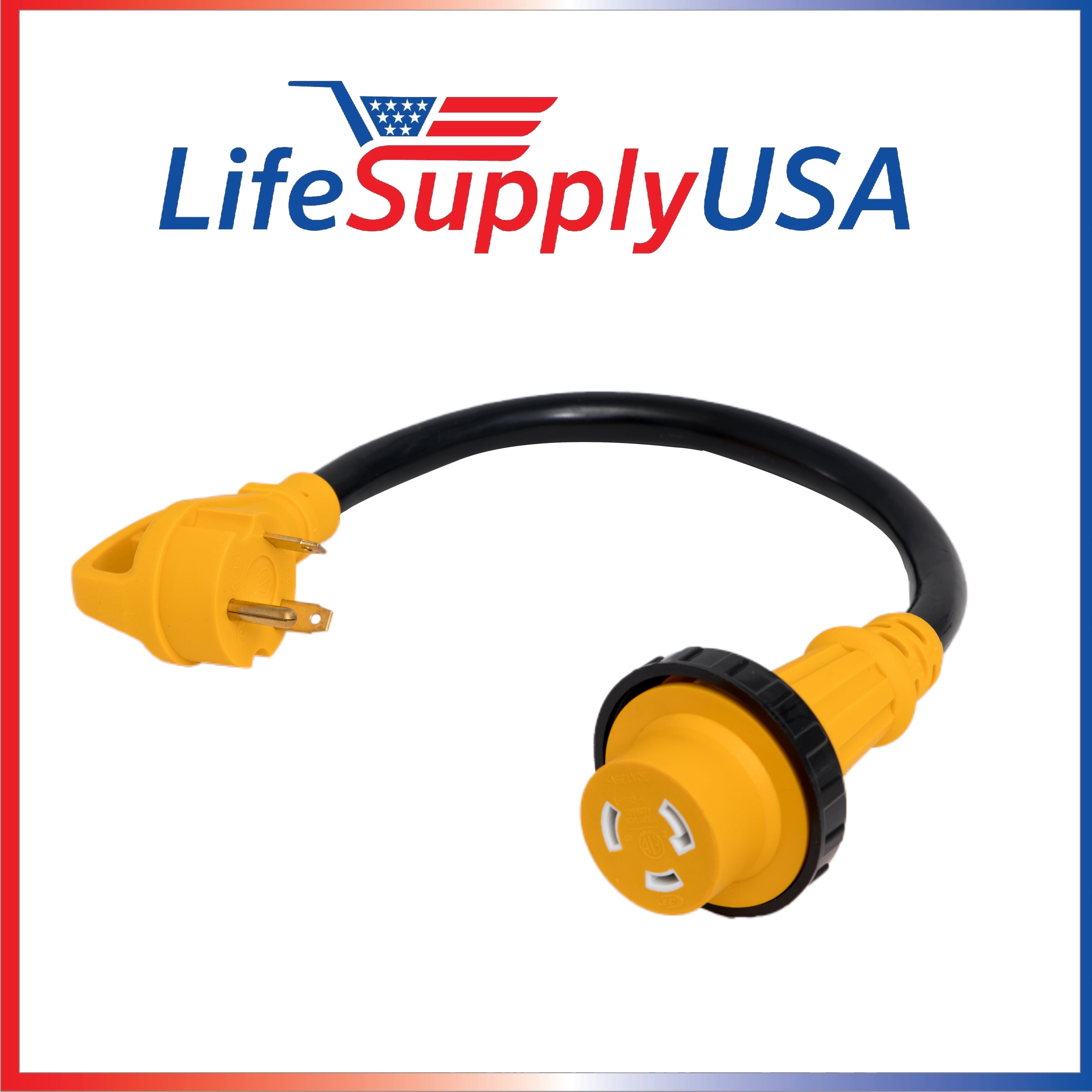 LifeSupplyUSA 50ft RV Extension Cord 30 AMP - 10AWG3 With PowerGrip Handle, TT30P To TT30R (ETL Listed)