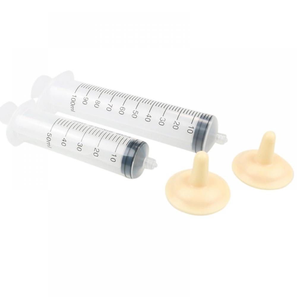 2 Pack 50ml+100ml Plastic Syringe Liquid Measuring Syringe Tools