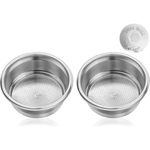 2 Pack 54mm Dual Wall Filter Basket for Espresso Machine 2-Cup
