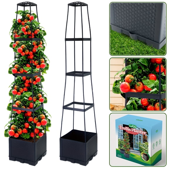 2 Pack 57Inch Tomato Planter Box With Trellis Self-Watering Tomato Cage With Trapezoidal Trellis Climbing Plants In Patio Garden Indoor Outdoor