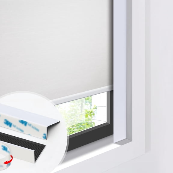 2-Pack 58" Roller Shades Light Blocker Strips White PVC Self-Adhesive Window Side Blackout Strips