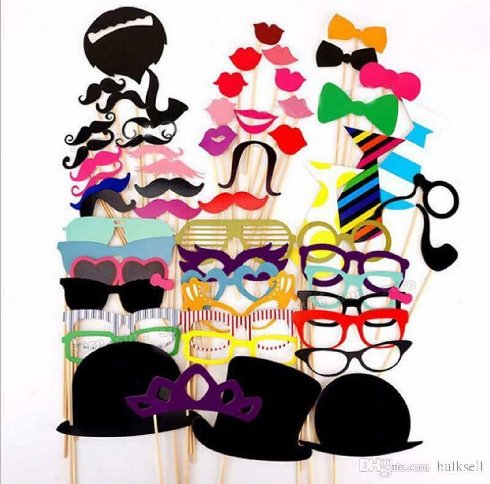 2 Pack 58pcs DIY Party Masks Props Mustache On A Stick Wedding