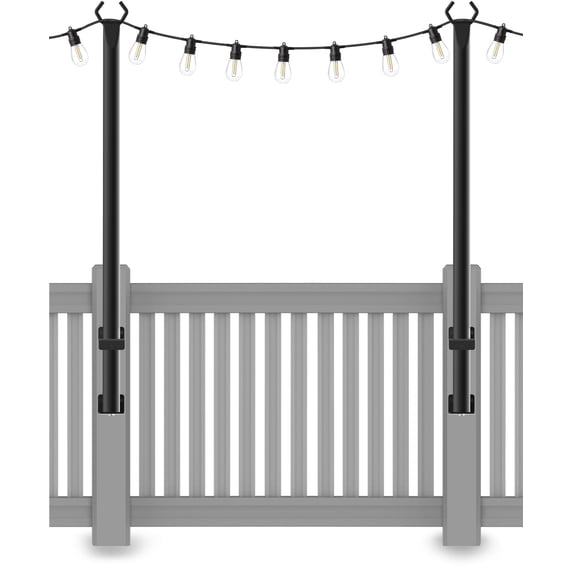 2 Pack 5Ft String Light Poles,Light Poles for Outside String Lights,Outdoor Light Poles with Fork,Metal Pole Stand for Patio,Backyard,Deck