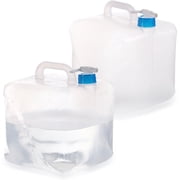 2 Pack 5L Collapsible Water Container with Spigot, Food Safe Water Storage Jug, BPA-Free Camping Water Storage Jug Canteen for Outdoor Hiking and Emergency, Portable, FoldableBlue