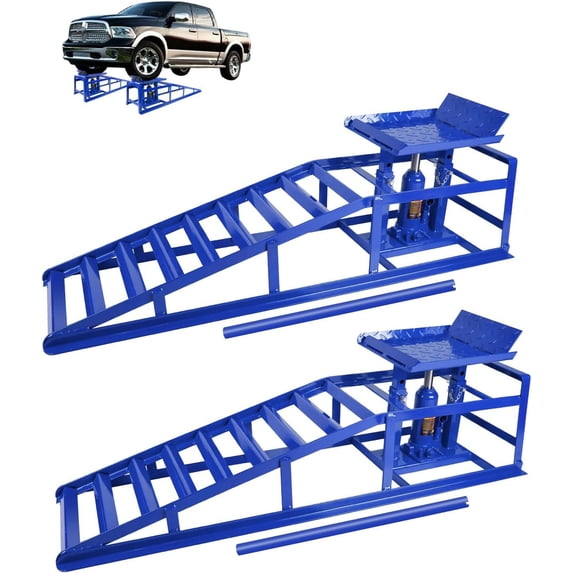 2 Pack 5T 11000lbs Hydraulic Car Ramps - Adjustable Height Low Profile Vehicle Lift Ramps for Cars, Trucks, and Trailers