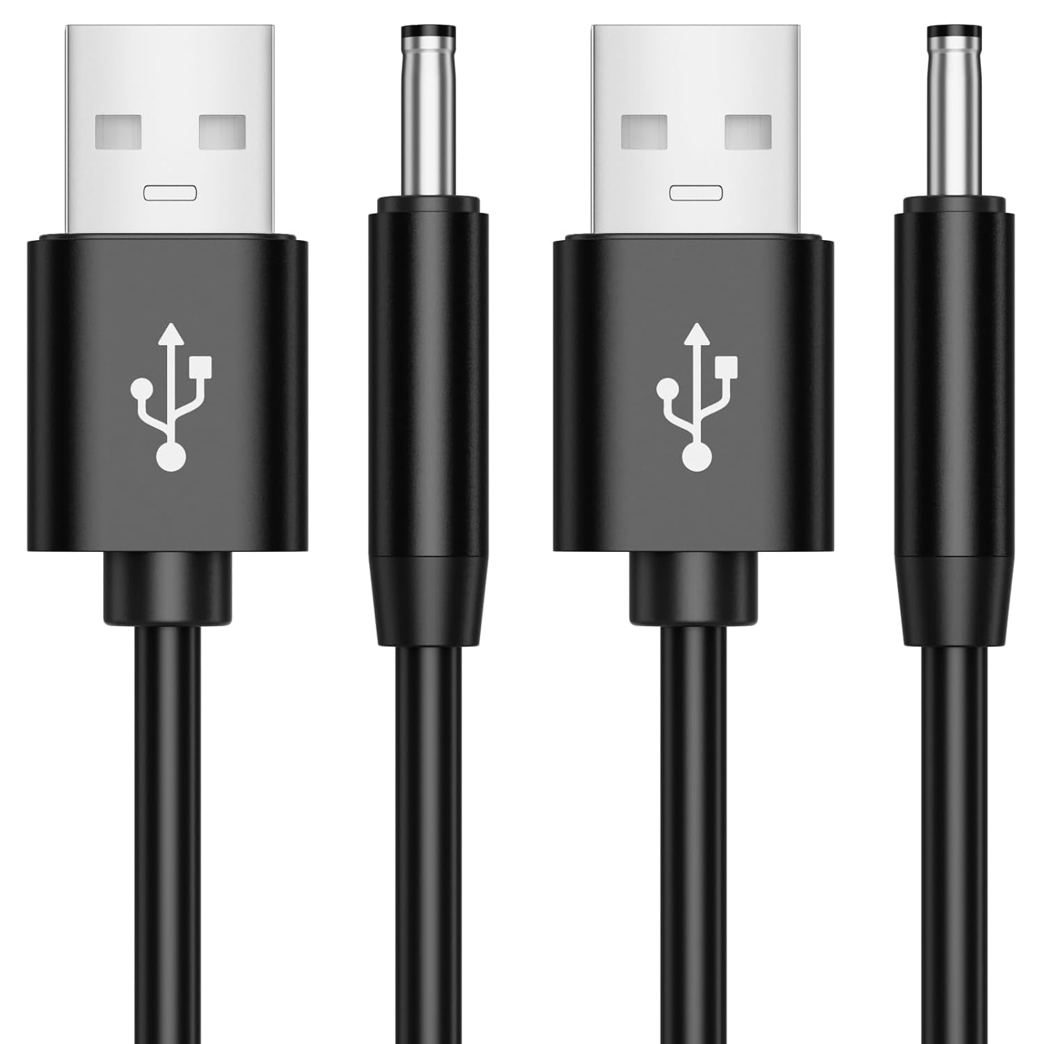 2-Pack 5V USB to DC 3.5mm x 1.35mm Plug Charging Cable Nylon Braided ...