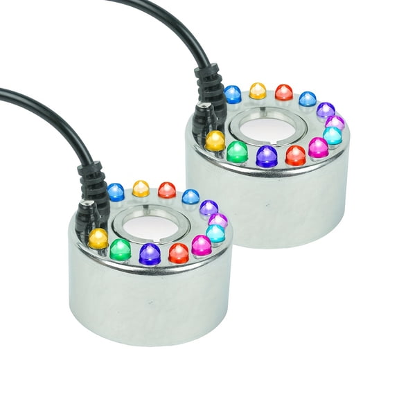 2Pack 24V DC Silver Fog Makers with Colorful LED Lights, Landscape Fog Machines for Potted Plants, Terrarium and Halloween Decor, Adapter Not Included