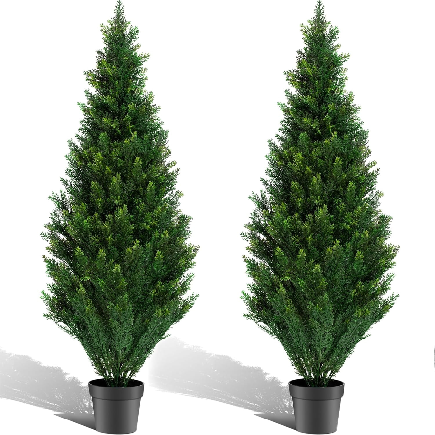 2 Pack 5ft Artificial Cedar Topiary Trees, Outdoor Faux Arborvitae