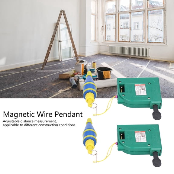 2-Pack 5m Green Alloy Steel Magnetic Line Drop Bob with Hook for Vertical Measurement 2Pcs green steel
