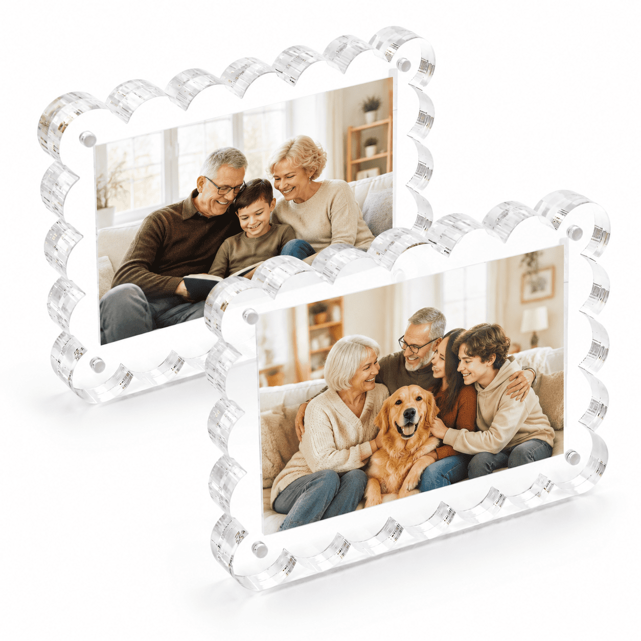 2 Pack 5x7 Clear Magnetic Double-Sided Tabletop Picture Frames ...