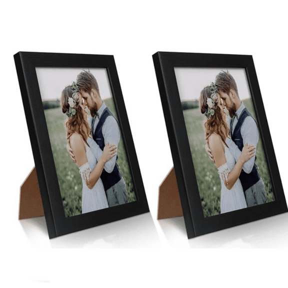 2 Pack 5x7 Picture Frame, Black Picture Frame for Wall and Tabletop Display, Resistant Plastic Photo Picture Frame with Clear Plexiglass for Vertical or Horizontal Display