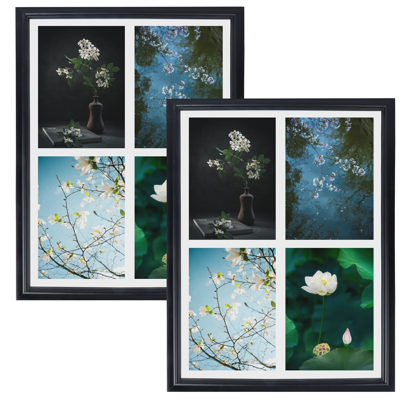 2 Pack 5x7 Picture Frames Collage with 4 Vertical Openings, White