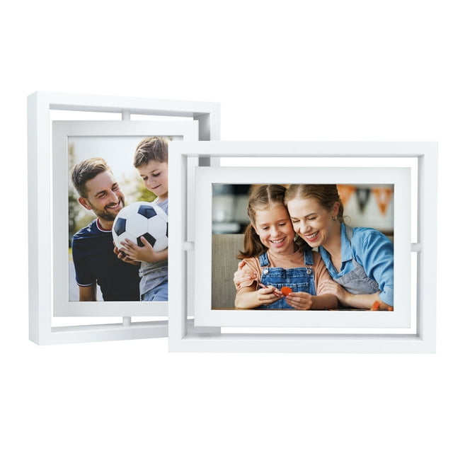 2 Pack 5x7 Picture Frames Set of 2 ,Rotating Double Sided Frames for