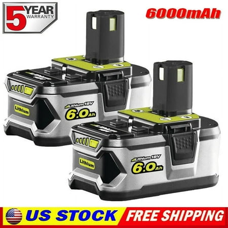 2 Pack 6.0Ah Replacement Battery for Ryobi 18V Battery P108 Compatible with 18V Power Tool