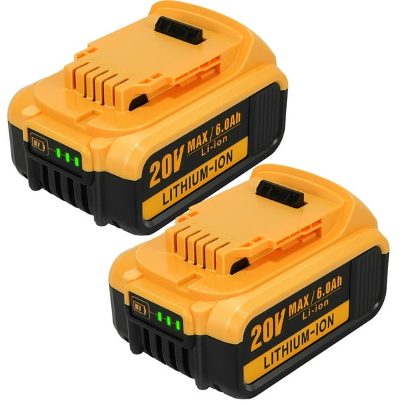 2 Pack 6.0Ah Replacement for 20V Max High Capacity Lithium ion Battery Compatible with DCB205 DCB206 DCD/DCF/DCG Series