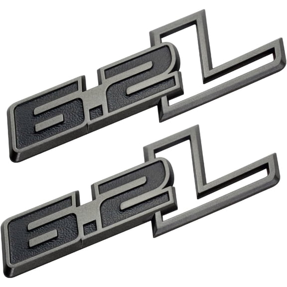 2 Pack 6.2L Liter Emblems Engine Side Fender Badge 3D Sticker Decals Nameplate Logo Fit for 150 250 350 (Chrome Black) VT4