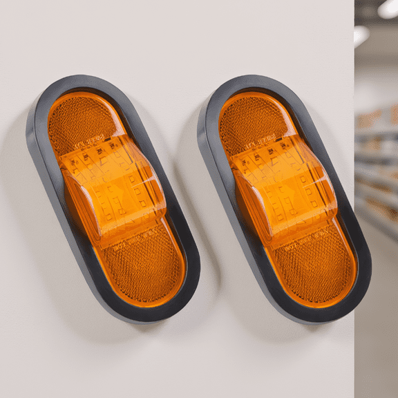 2-Pack 6.5 Inch Oval LED Side Marker Lights Mid-Ship Turn Signal with Rubber Grommet and 3-Wire Pigtail