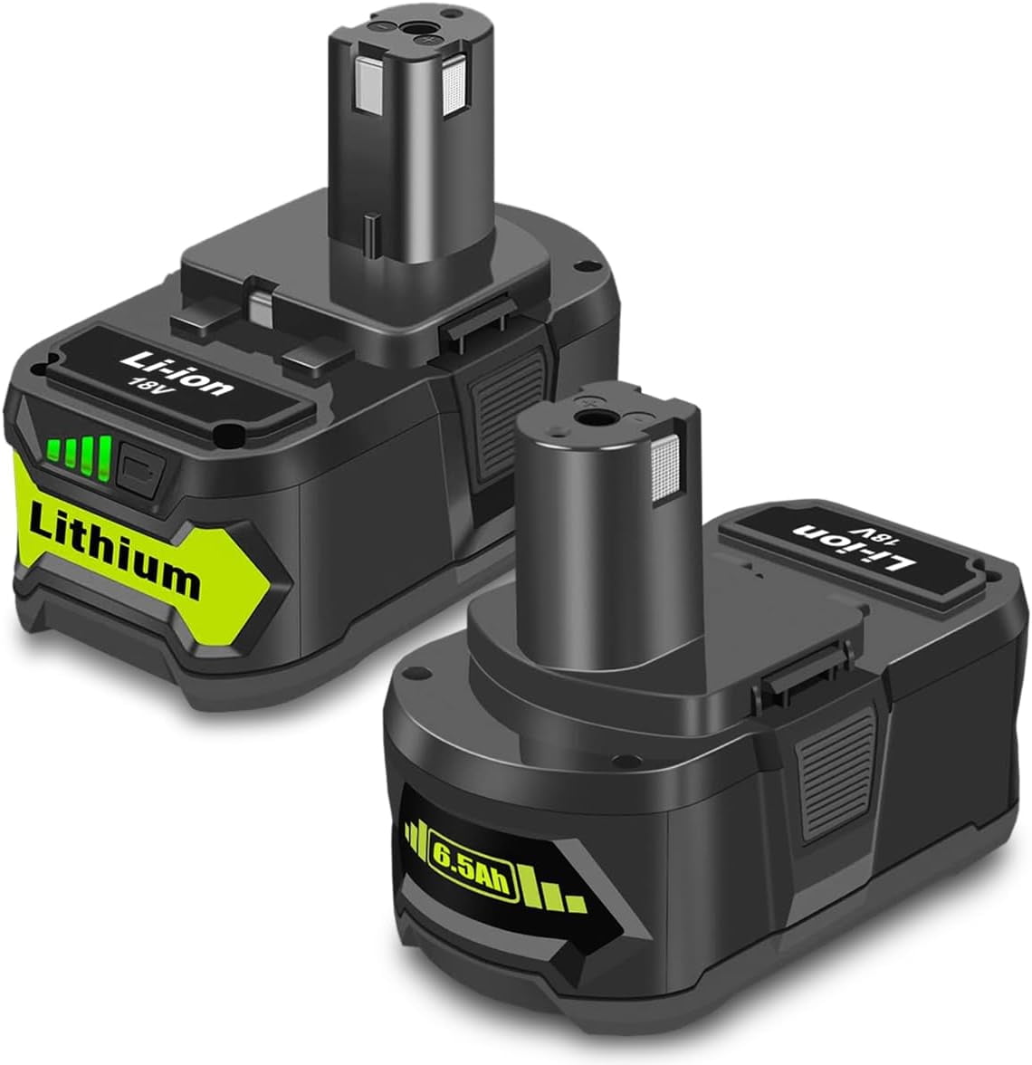 2 Pack 6.5Ah 18V Lithium Battery Replacement for Ryobi 18V 4.0Ah Battery PBP005 4 Ah P108 P192 P129 P197 PBP2005 PBP004 18V 6 Ah Battery P193 Compatible with Ryobi 18V ONE+ Battery
