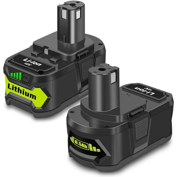 2 Pack 6.5Ah 18V Lithium Battery Replacement for Ryobi 18V 4.0Ah Battery PBP005 4 Ah P108 P192 P129 P197 PBP2005 PBP004 18V 6 Ah Battery P193 Compatible with Ryobi 18V ONE+ Battery