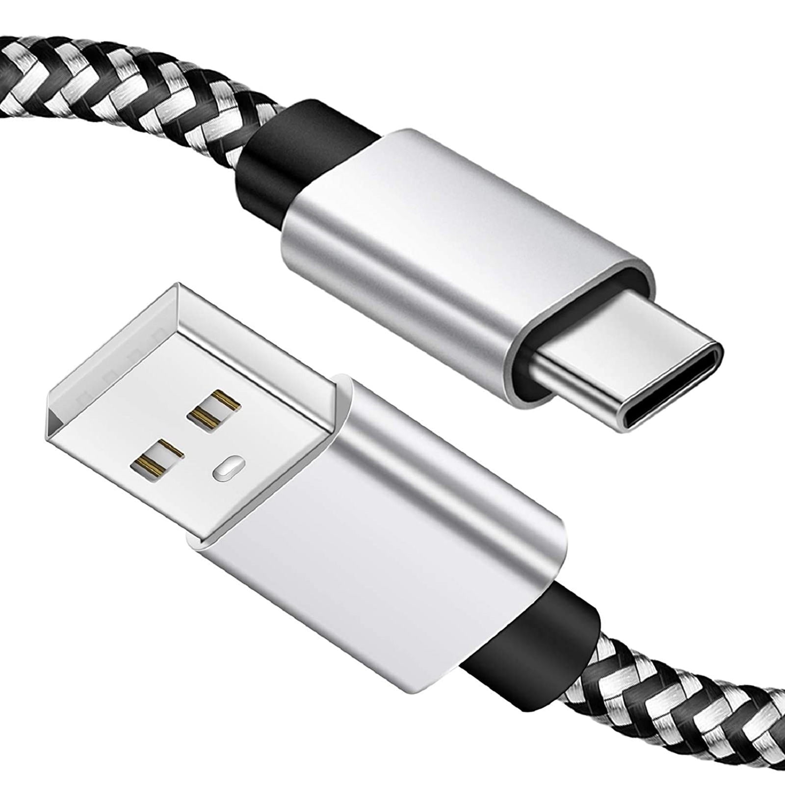 2 Pack 6.6ft)Type C Charger,USB C Cable 3A Fast Charger Compatible,Braided  Phone Charging Cord for Samsung Galaxy S20 20+ 20 Ultra S10 9 8 / Note 9  8,Google Pixel(Silver) 