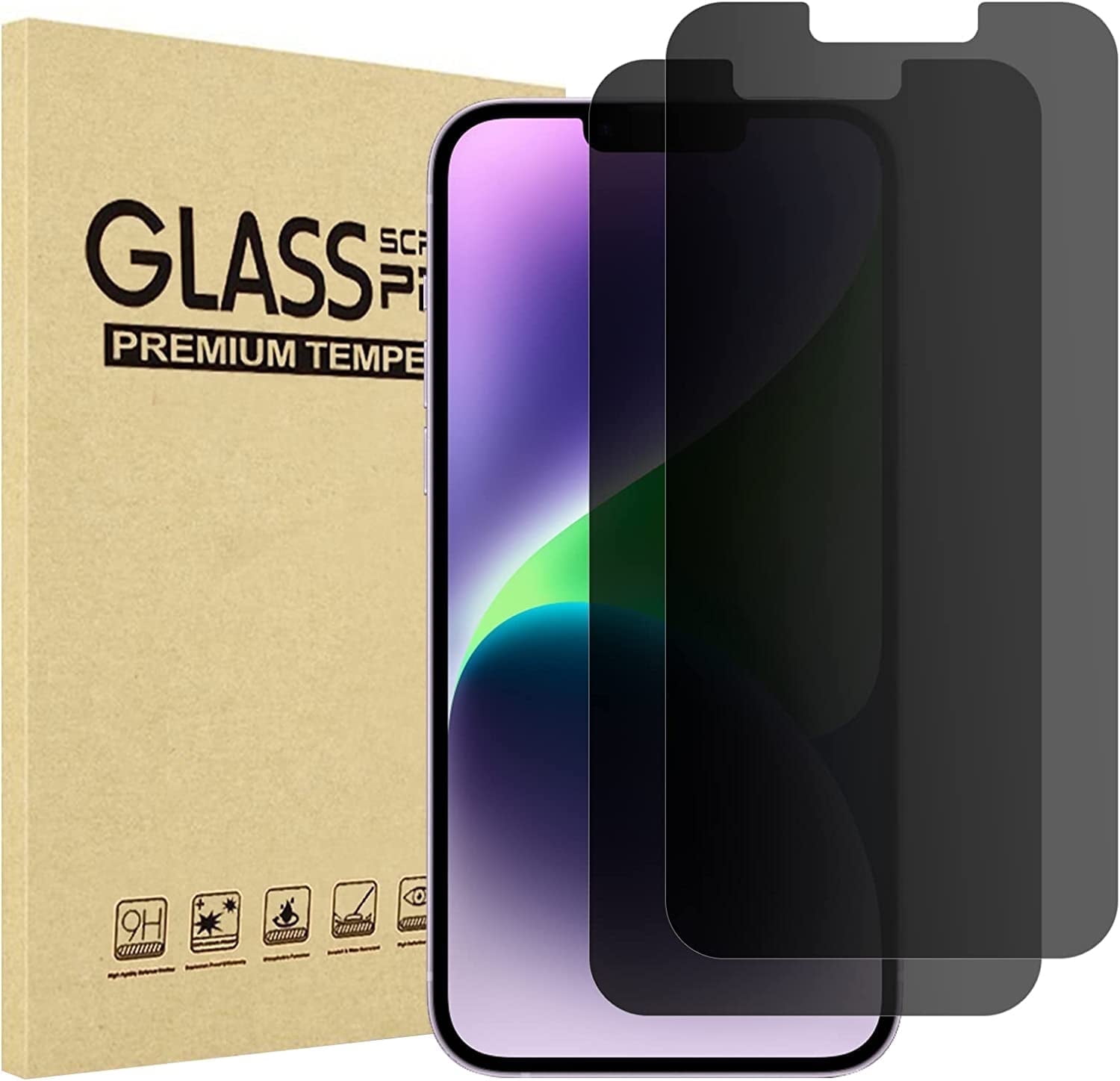 2 Pack 6.7 Inch Privacy Screen Protector Compatible with iPhone 14 Plus/iPhone 13 Pro Max, 9H Tempered Glass Screen Film Guard Compatible for iPhone 14 Plus 2022/ iPhone 13 Pro Max 2021 Case Friendly