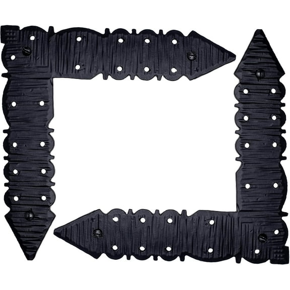 2 Pack 6.75" Iron L Bracket for Furniture - Black - Handmade Decorative Steel Brackets - Rustic Metal Corner Brackets for Front Doors, Gates, Garages, Tables & Cabinets - The Zaragoza Series