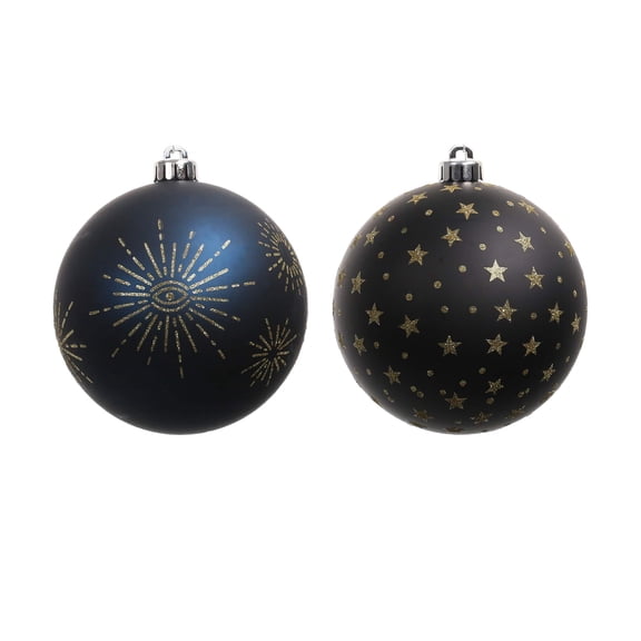 2 Pack 6" Black Celestial Halloween Ball Ornaments by Ashland