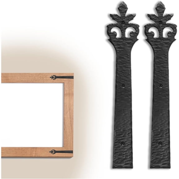 2 Pack 6" Black Faux Strap Hinges - Decorative Dummy Faux Hinge – Handmade Rustic Iron Hinges for Farmhouse Shutter, Carriage Doors, Barn Door, Castle Door, and Gate – The Tuscan Series